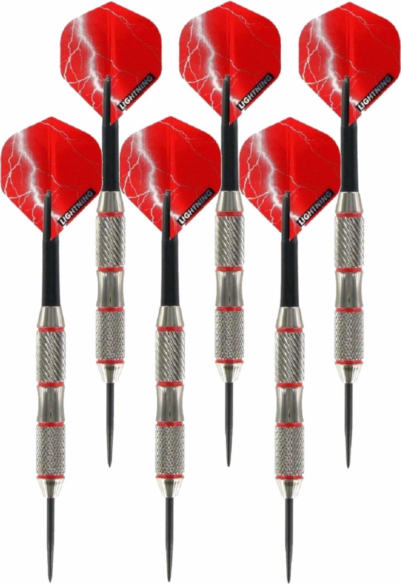 Bulls 3x Set van 3 dartpijlen Blackjack Brass Red 25 grams - Darten/darts sport artikelen pijltjes messing