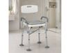 HOMCOM Tabouret de douche réglable en hauteur à 5 niveaux, chaise de douche, accoudoirs rembourrés et coussin amovible, gris