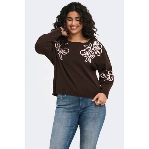 ONLY CARMAKOMA Carnila Ls Detail Boatneck Cc Knt trui Plus Size - zwart