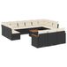 vidaXL Loungeset met kussens, polyrattan, zwart
