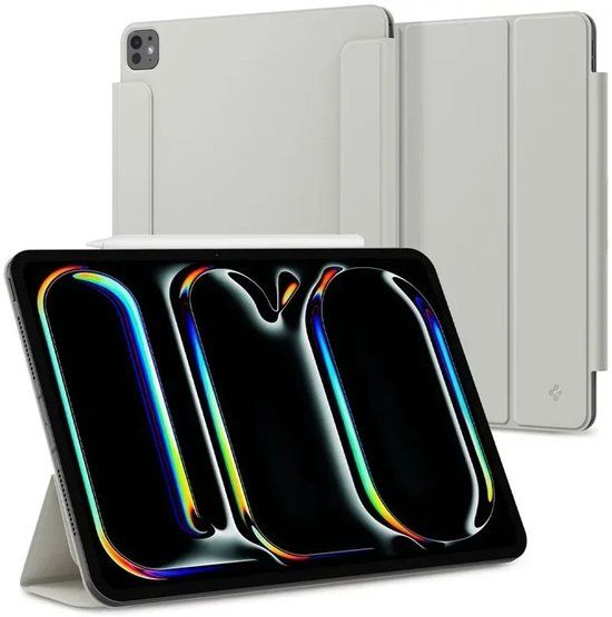 Spigen Air Skin Folio Hoes Geschikt voor iPad Pro 13 (2024/2025) - Book Case met Standaard - Sleep/Wake Functie - Magnetisch Uitneembaar - Grijs