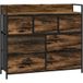 Commode Industrielle Marron/noir Avec 7 Tiroirs En Tissu Et Structure En Acier
