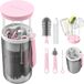 Holland Connections Reis Set pour Biberons et Sucettes Nettoyage avec Brosse en Silicone et Chauffe-biberon - Gris/Rose