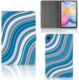 B2Ctelecom Étui pour Samsung Galaxy Tab S6 Lite | S6 Lite (2022) Housse de tablette Vagues Bleu