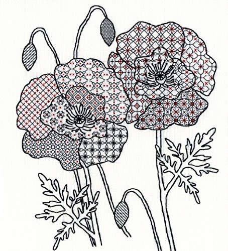 bothy threads XBW4 Cross Stitch Kit - Blackwork Poppy