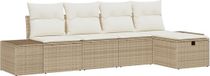 vidaXL Salon de jardin d'angle 5 pièces Beige Poly rotin avec coussins et table