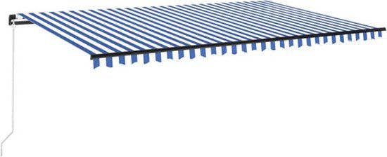 vidaXL Luifel handmatig uittrekbaar met LED 500x300 cm blauw en wit