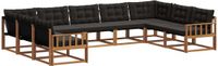 vidaXL - Acacia Hout Bank Loungeset 9-zits Naturel en Zwart