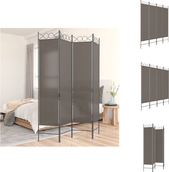 vidaXL Kamerscherm met 4 panelen 160x200 cm stof antracietkleurig
