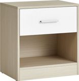 VASAGLE Table de nuit, set de 2, table d'appoint, avec tiroir, poignée, compartiment ouvert, table basse, pour chambre à coucher, salon, beige naturel et blanc classique LET819T67