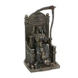 Veronese Design 8 5/8 "Zittende Santa Muerte Magere Hein Zeis en Schaal Hars Sculptuur Antieke Bronzen Afwerking