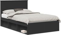 vidaXL Bedframe met hoofdeinde Zwart 120 x 200 cm Massief grenenhout