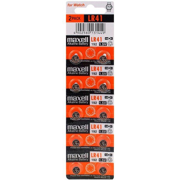 Maxell LR41 - Huishoudelijke batterijen - 10 stuks - Alkaline - 1.5V - Metallic