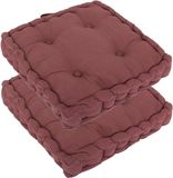 Atmosphera Vloerkussen Square - 2x - wijn rood - katoen - 38,5 x 38,5 x 8 cm