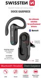 Swissten 51204000 Bluetooth Earpiece Headset – Écouteur sans fil avec station de charge – Appel mains libres – Noir