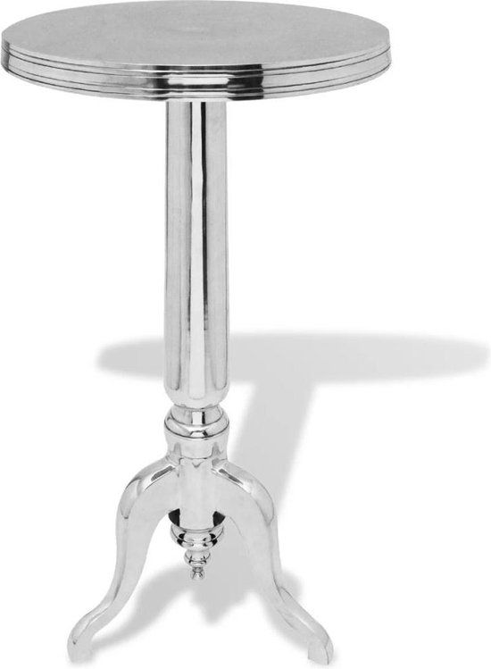 vidaXL Bijzettafel rond aluminium zilver