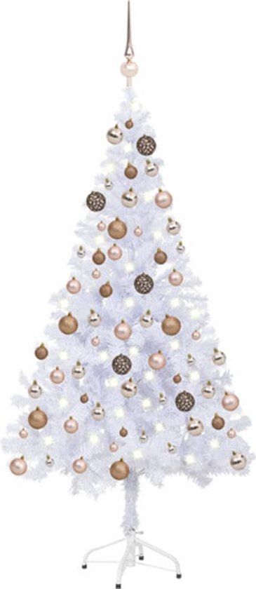 vidaXL Kunstkerstboom met verlichting en kerstballen 230 takken 120 cm