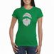 Bellatio Decorations Kerst T-shirt voor dames - Kerstman hoofd - groen - glitter bedrukking - zilver - M