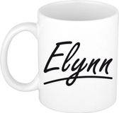 Bellatio Decorations Elynn Naam koffiemok - beker - met sierlijke letters - wit