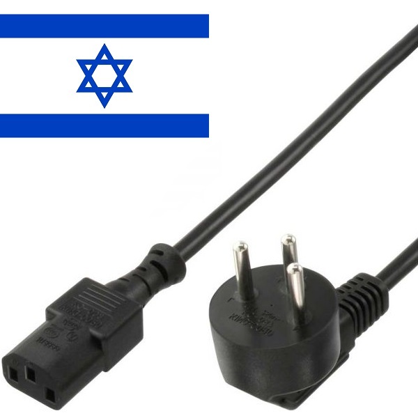 Inline Israel stroomkabel met C13 plug - zwart - 1 8 meter