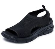 Skechers Arch Fit–City Catch 119236-BLK Dames Zwart Platte Sandalen Maat 39