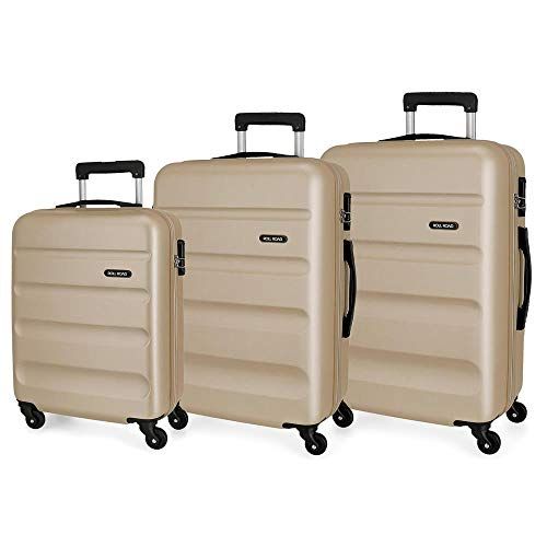Roll Road Koffer set harde schaal 55-65-75 cm Flex champagne - 8435578333359
