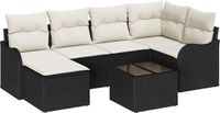 vidaXL Tuinbank Set met kussen 7 pcs Zwart Poly rotan