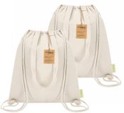 Merkloos Koeltas rugzak - 2x - katoen - naturel - 7 liter - 38 x 42 cm