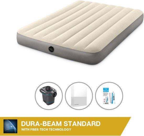 Intex luchtbedset - twijfelaar - 137 x 191 x 25 cm - beige