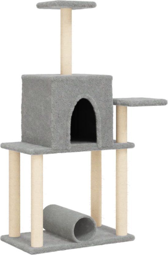 Kattenmeubel met sisal krabpalen 122 cm lichtgrijs