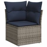 vidaXL 14-delige Loungeset met Kussens, Poly Rattan, Grijs