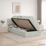 vidaXL LED opbergbed met matras Lichtgrijs 100 x 200 cm Fluweel
