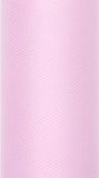 Merkloos Partydeco Glitter tule stof - lichtroze - 15 x 900 cm