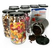 MamboCat Set van 12 ronde potten 1062 ml Zwart deksel incl. receptenboekje