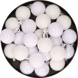 Cosy&Trendy Billiet - Vanlaere 60x stuks kleine kunststof kerstballen wit 3 cm mat/glans/glitter