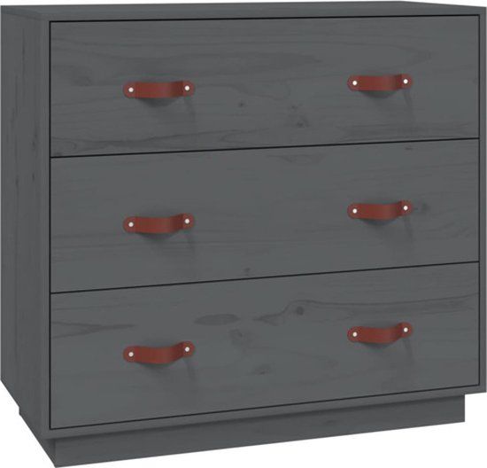 VidaXL Dressoir 80x40x75 cm Massief Grenenhout Grijs