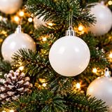 Decoris Kerstballen - 24 stuks - Wit - 10 cm - Kunststof
