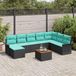 Maison Exclusive - Salon de jardin, 9 pièces, en résine tressée noire et turquoise
