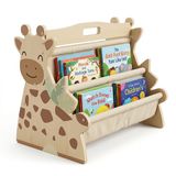 Merkloos Boekenrek kind - hout - 4 vakken - giraf