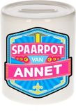 Bellatio Decorations Kinder spaarpot met naam - Annet - keramiek - met dop - wit