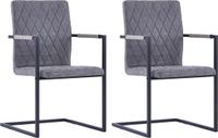 vidaXL Eetkamerstoelen 2 stuks Kunstleer Donkergrijs