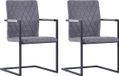 vidaXL Eetkamerstoelen 2 stuks Kunstleer Donkergrijs
