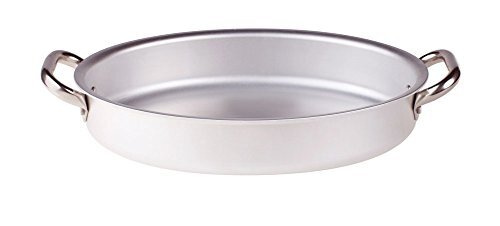 Pentole Agnelli Professioneel Aluminium 3 Mm. Ovale Vis Pan Met 2 Handgrepen, Diameter 30 Cm, Zilver