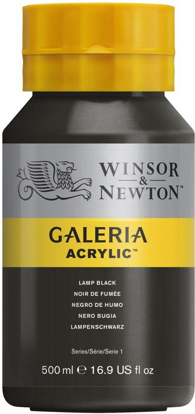 Winsor & Newton Galeria Acryl 500ml Lamp Black - 0094376987263