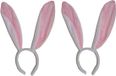 Merkloos Konijn / Haas Oren op Diadeem - 2x - Bunny Oortjes Haarband - Wit / Roze - Dames