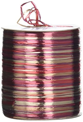 Präsent RAFFIA PEARL-multicolour knutsellint rood / bordeaux / goud, 50 m metallic decoratielint voor geschenken, om te versieren en te knutselen, cadeaulint voor feestelijke gelegenheden