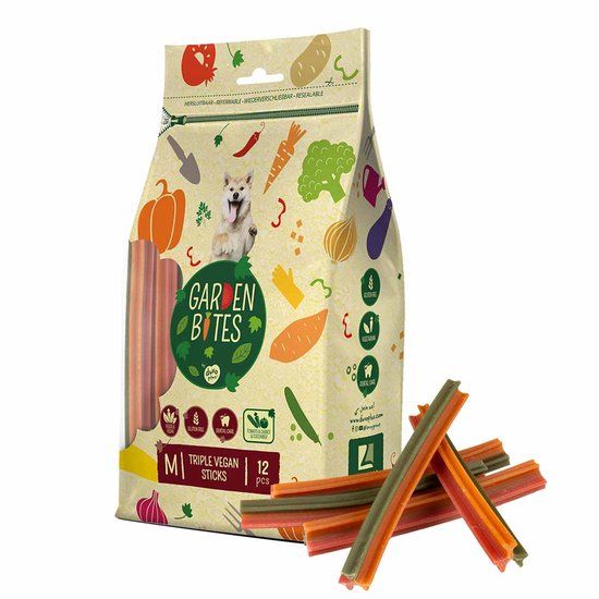 Garden Bites Triple Vegan Sticks Hondensnacks - Vegetarisch & Glutenvrij - Medium 12st