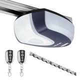 VEVOR Garagedeuropener 600 N, krachtige kettingaandrijving, voor privégarages, 4-delig railsysteem, 2 handzenders en LED-verlichting, bediening met één knop vanuit de auto, zwart-wit