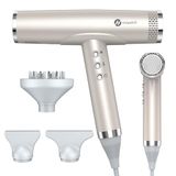 slopehill Ionen haardroger, 110.000 tpm, borstelloze motor, sneldrogend, föhn met magnetische diffuser, weinig lawaai/biokeramische technologie, voor thuis, reizen, salon (champagne goud)