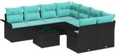 vidaXL Banc de jardin noir et turquoise polyrotin